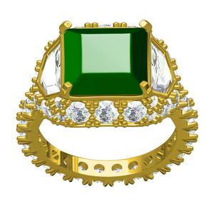 Antique Emerald Colored Stone Cocktail Ring