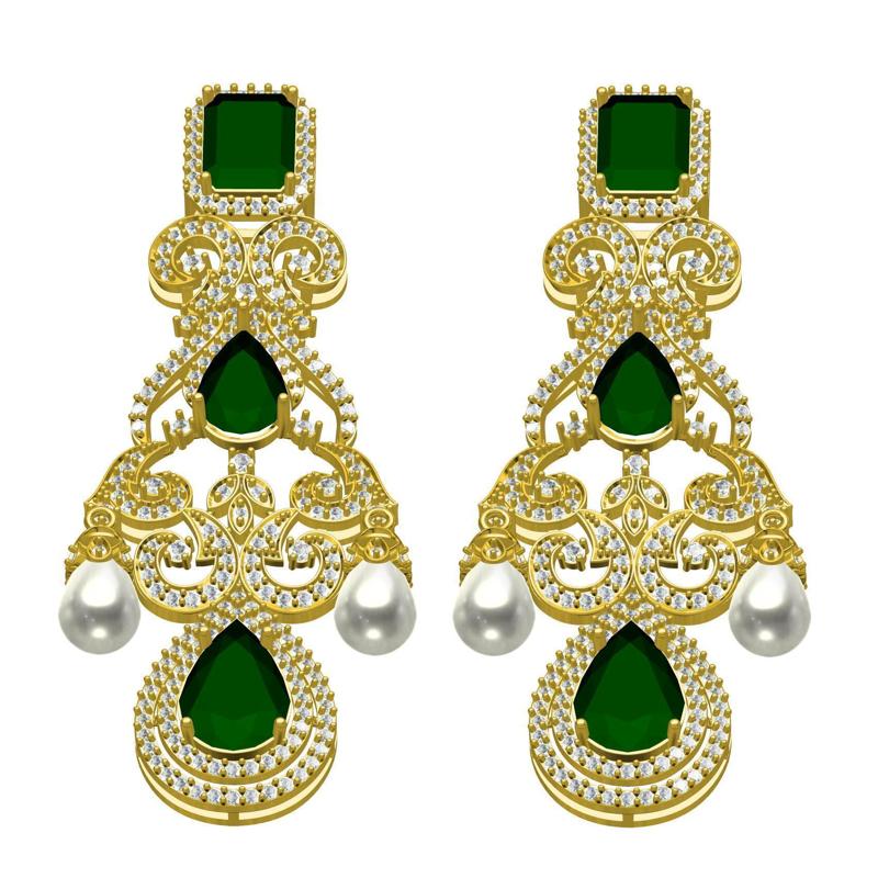 Art Deco Style Pearl Drop Earring