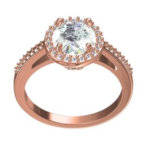 Round Diamond Halo Cathedral Engagement Ring