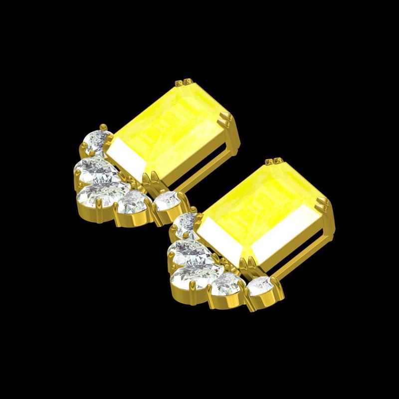 Antique Two Different Yellow Diamond Stud Earring