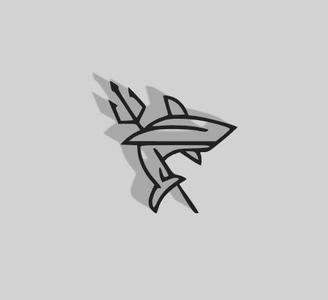 Shark with trident decoration - 2D Art