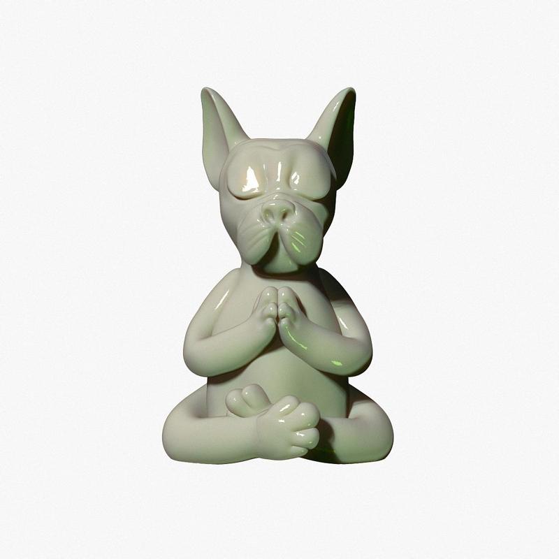 dog in buddha pose