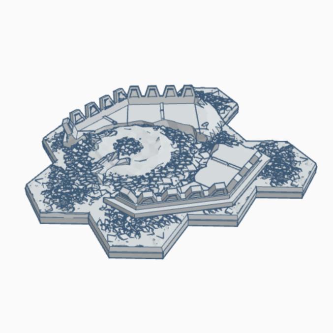Destroyed Landing Platform with Hex Base MilDHB011