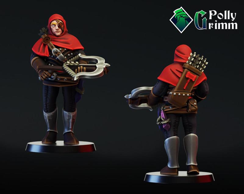 Fantasy warrior soldier in leather armor with crossbow