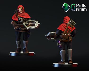 Fantasy warrior soldier in leather armor with crossbow