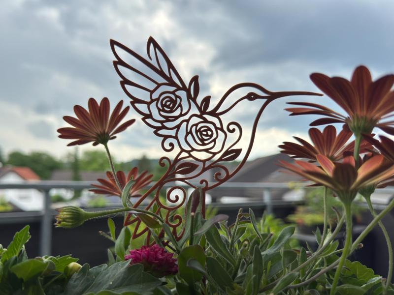 Floral Hummingbird with Flower Pick