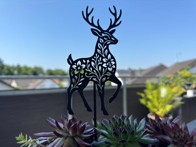 Floral Deer with Flower Pick