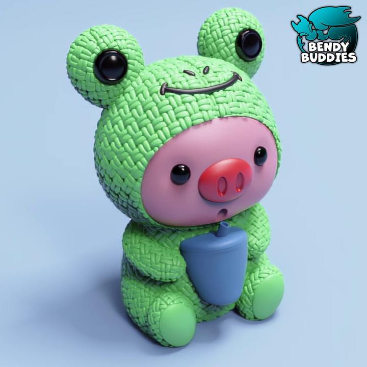 Piggy Frog Costume / Cute Knitted Beast Model / Collectible Pigface Creature Figure / Print-in-Place Statue / Fantasy World Animal / Decoration Monster Encounter