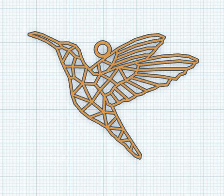 Geometric Humming Bird Earring.stl