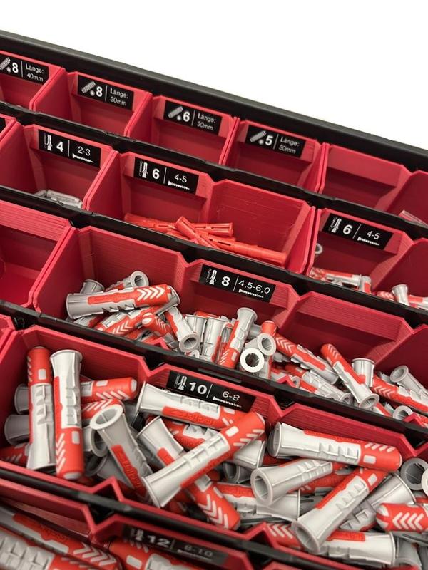 Allit EuroBasic 47 Einlagebox (54x52x63mm) / Aldi Hofer Sortimentskasten Workzone / Allit® EuroPlus Basic 47 container (54x52x63mm) with labelholder