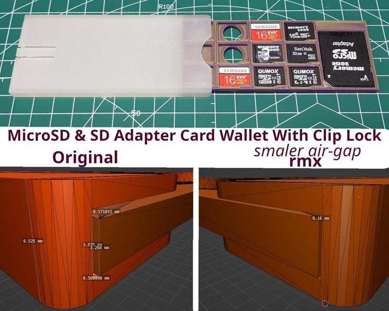 [smaler air gap rmx] MicroSD & SD Adapter Card Wallet With Clip Lock