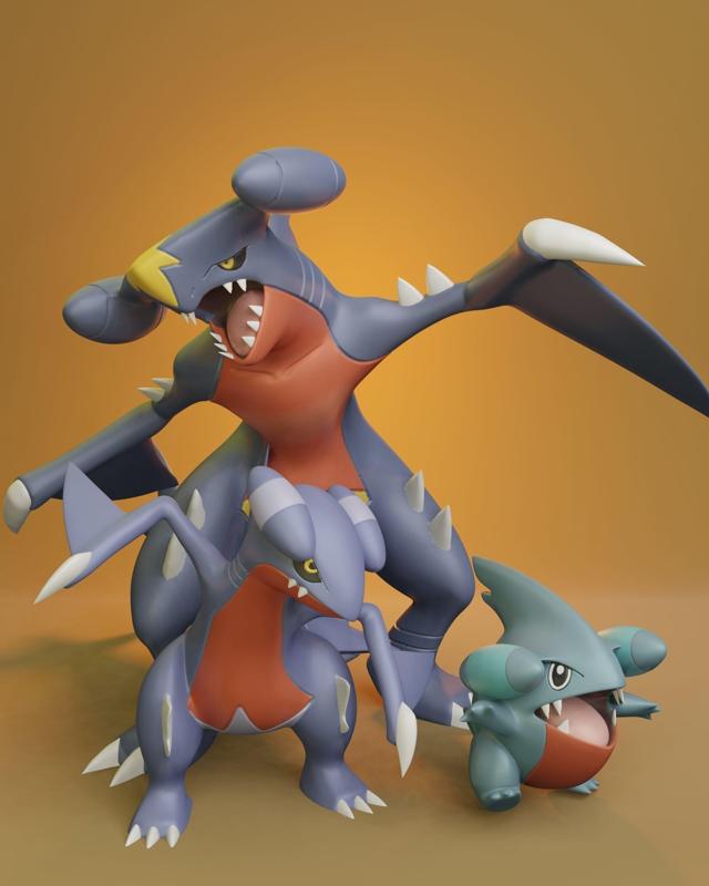 Pokemon - Gible Gabite and Garchomp with 2 different poses each