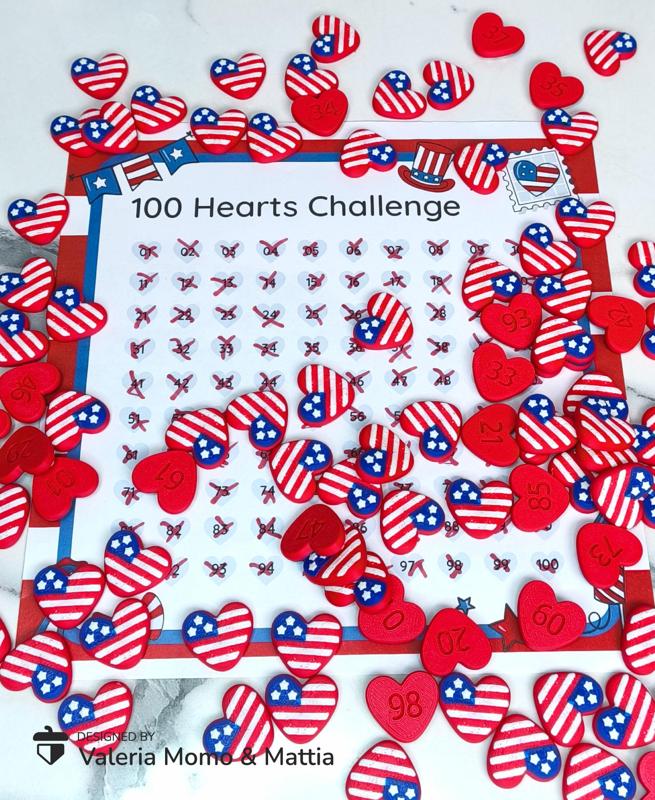  The 100 Hidden USA Hearts 4th July Game + PDF