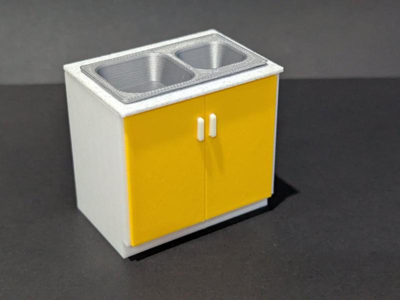 Dollhouse 1:12 2 Door Kitchen Cabinet with sink
