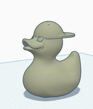 duck with backwards hat