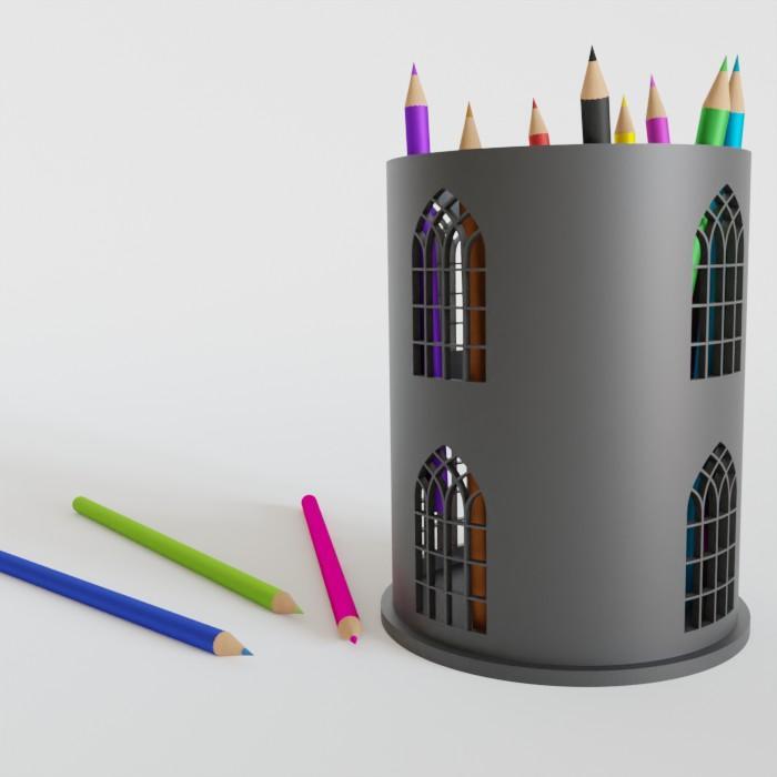 Gothic pencil holder