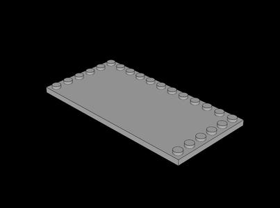 Lego Compatible (6178.dat) Plate  6 x 12 with 22 Studs on Three Edges