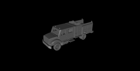 1/87 Scale International Fire Truck w hose.stl