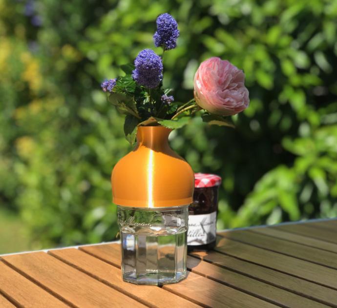 Vase with Bonne Maman jam jar