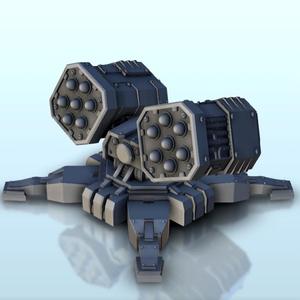Double missile launcher turret 3 (+ supported version) - MechWarrior Scifi Science fiction SF 40k