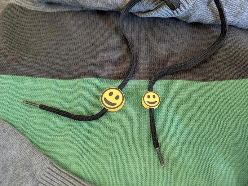 Smiley Happy Hoodie Drawstring Bead   