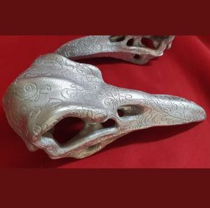 Ornate Raven Skull Sculpture