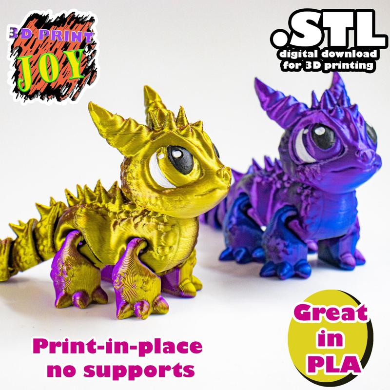 Flexi Dragon STL print in place