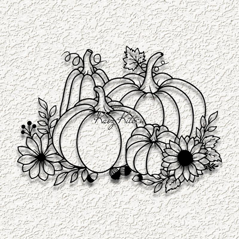 pumpkin sunflowers WALL ART HOME DECOR