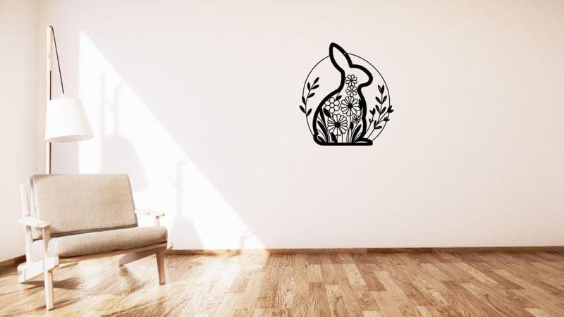 Bunny with flowers wall or window easter decoration