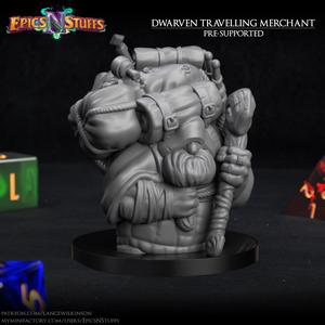 Dwarven Travelling Merchant Miniature - pre-supported
