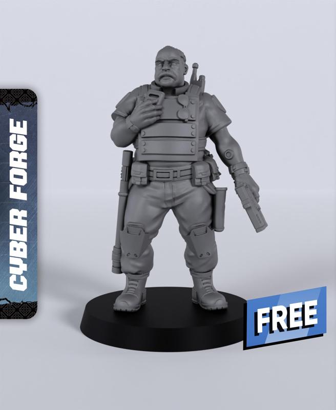 TCPD Cpt. Roy Wales - With Free Cyberpunk  - Sci-Fi Gift Ideas for RPG and Wargamers