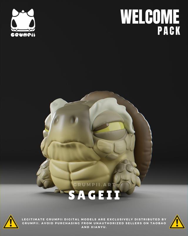 Grumpii 3D Printable Art Toy - Welcome Pack - Sageii