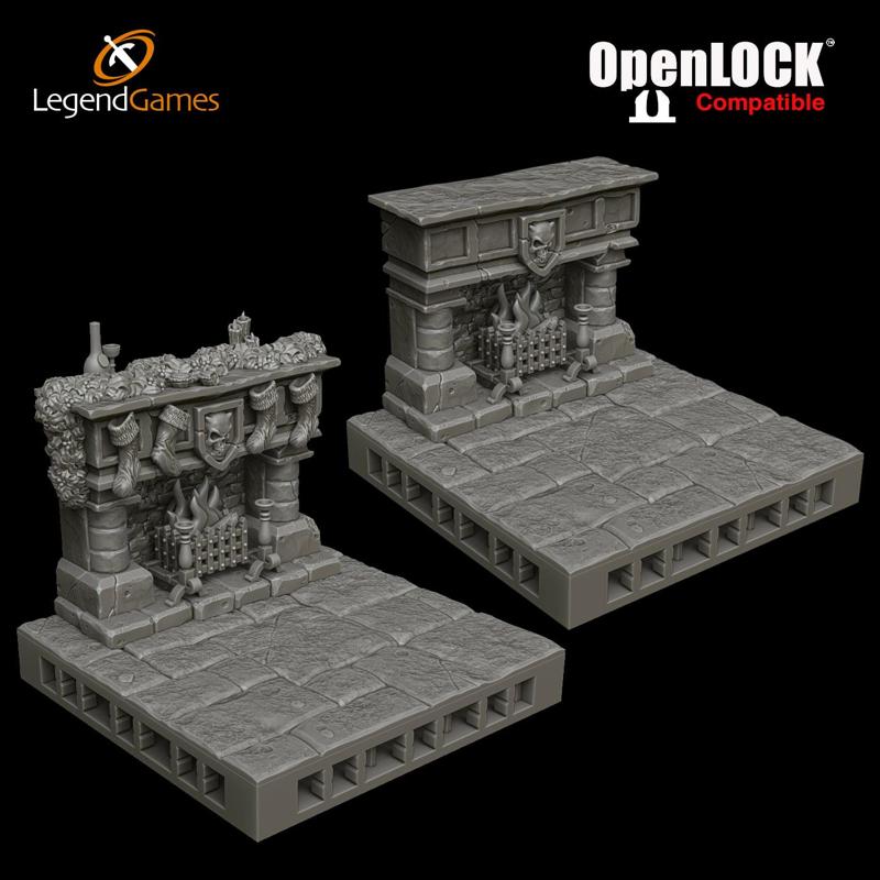 LegendGames OpenLOCK compatible Fire Place with Festive Christmas Version Included