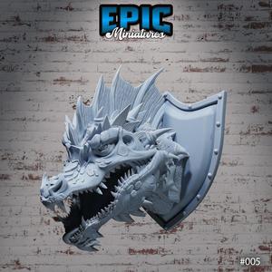 Green Dragon Wall Trophy / Drake Decoration / Collectible Monster / Fantasy Figure / Magical Beast Statue / Legendary Draconic Army