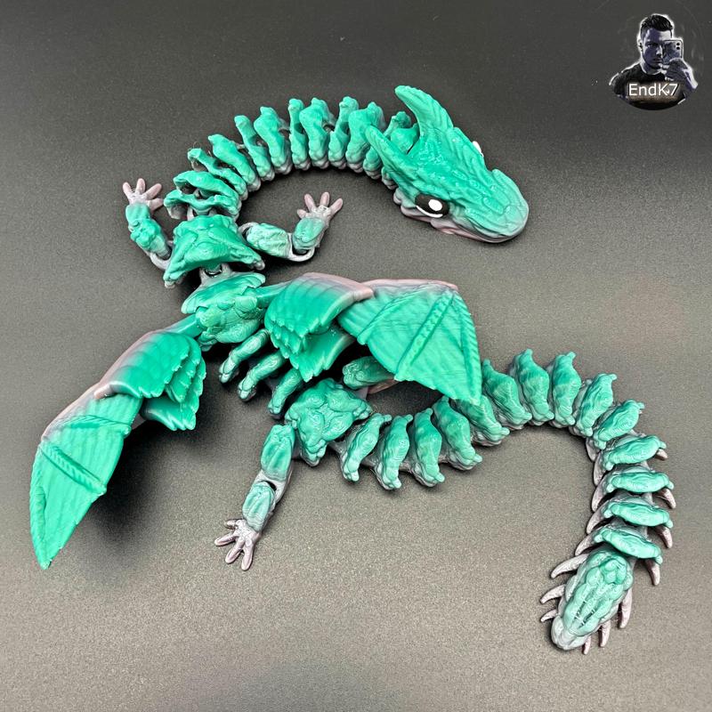 Big Grass Dragon - Winged  - Articulated - Flexi - Print in Place - No Supports - Fantasy