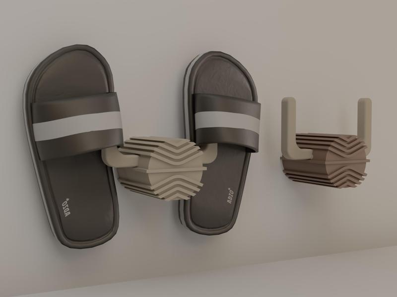 Modern rounded slippers wall holder