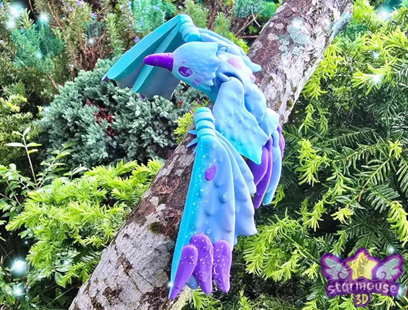 Kawaii Rainbow Corvid (Crow/Raven) Flexi