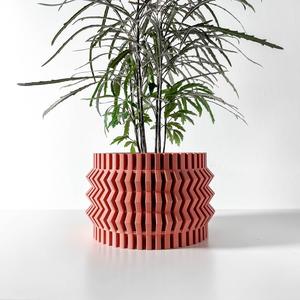 The Alio Planter Pot with Drainage Tray & Stand: Modern and Unique Home Decor for Plants and Succulents  | STL File