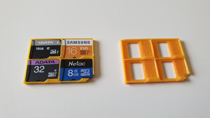 Full size SD card holder for 4 Micro SD cards