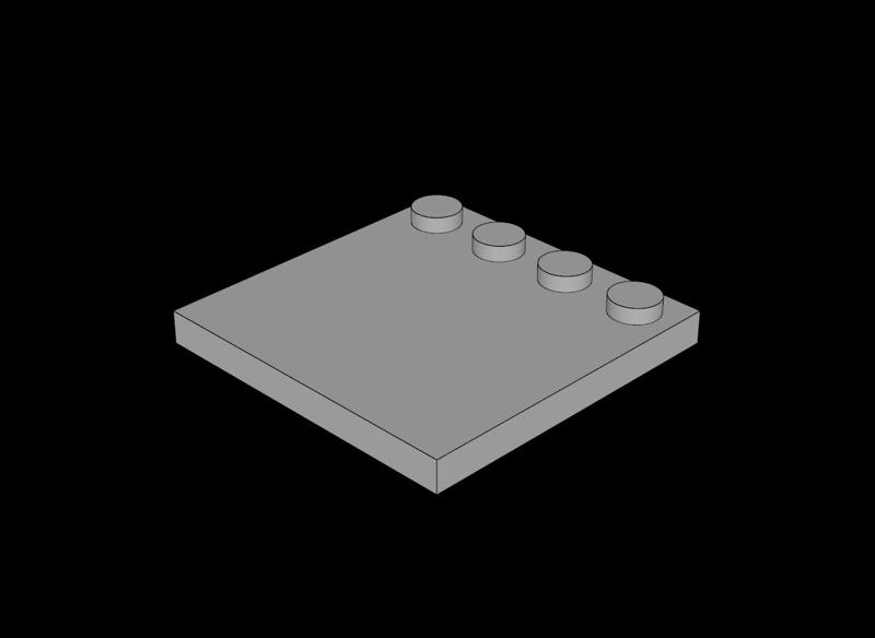 Lego Compatible (6179.dat) Plate  4 x  4 with 4 Studs on One Edge
