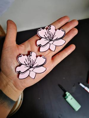 Cherry blossom keychain and magnet