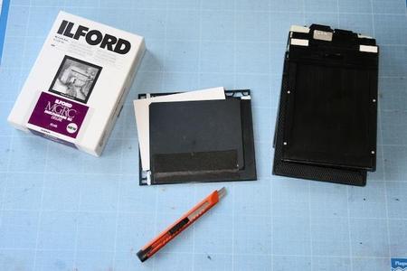4x5 pinhole on paper : Photo paper cutter stencil and scanner mask