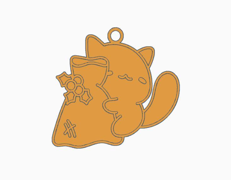 Multicolor Christmas Cat Earring 1.stl
