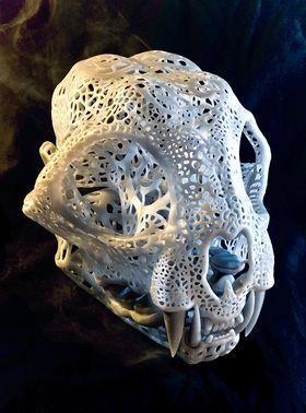 Filigree Anatomical Bobcat Skull - Pre-supported STL