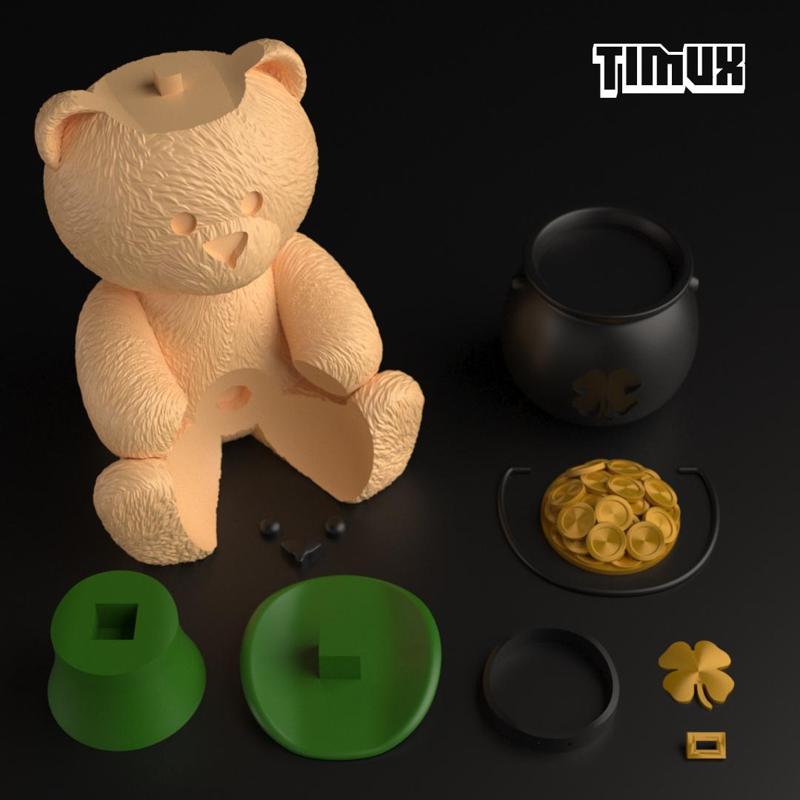 TEDDY BEAR WITH LEPRECHAUN POT