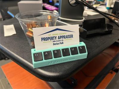 Parametric Keyboard Keys Desk Nametag with Business Card Holder
