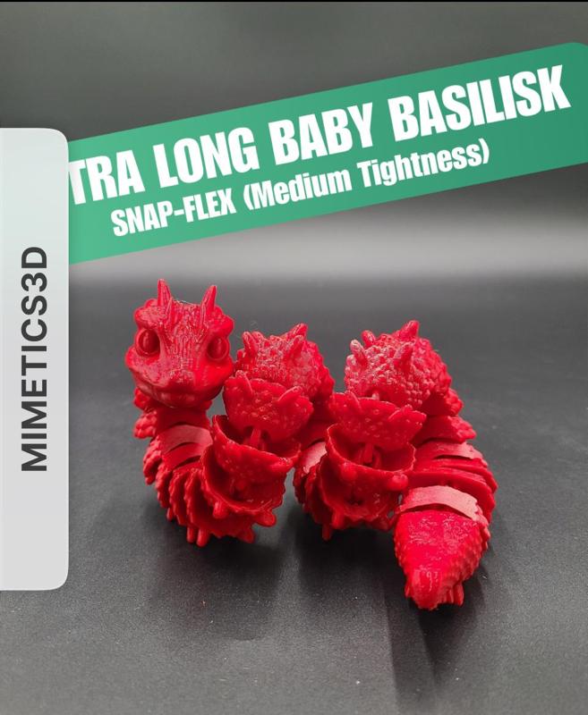 Baby Basilisk (Extra Long) - Articulated Snap-Flex Fidget by Mimetics3D