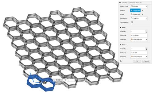Honeycomb Wall created in Fusion 360