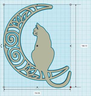 Cat and Moon Wall Art one part
