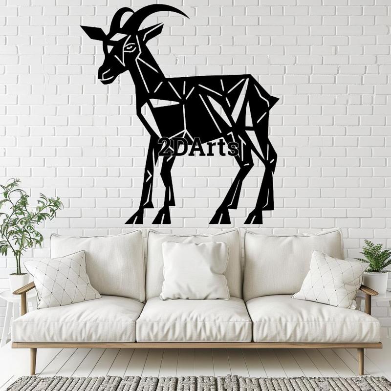 Low Poly Goat 2D Wall Art/Window Art - Digital STL & SVG File